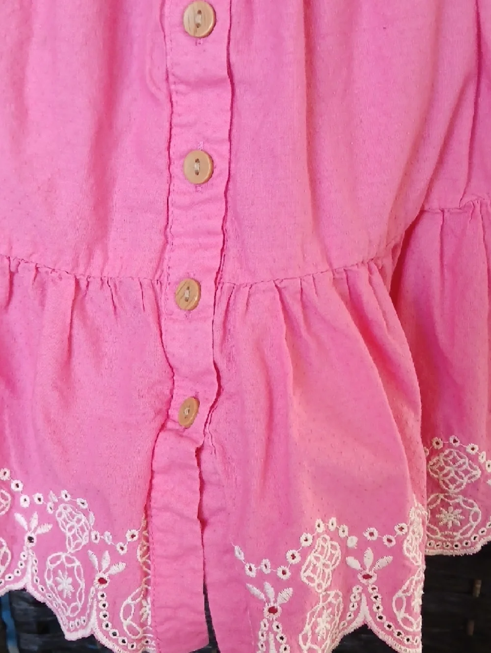 Max Studio Pink Button-Front Ruffle Dress with Lace Trim Girls SZ 3T